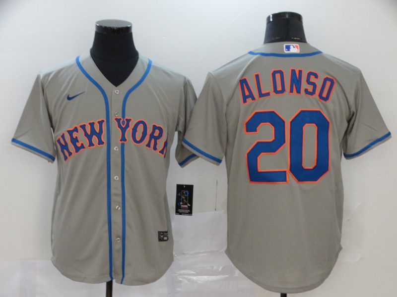 Men New York Mets 20 Alonso Grey Nike Game MLB Jerseys